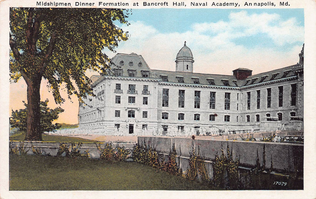 Midshipmen Dinner Formation at Bancroft Hall, Naval Academy, Annapolis, Maryland, early postcard, unused