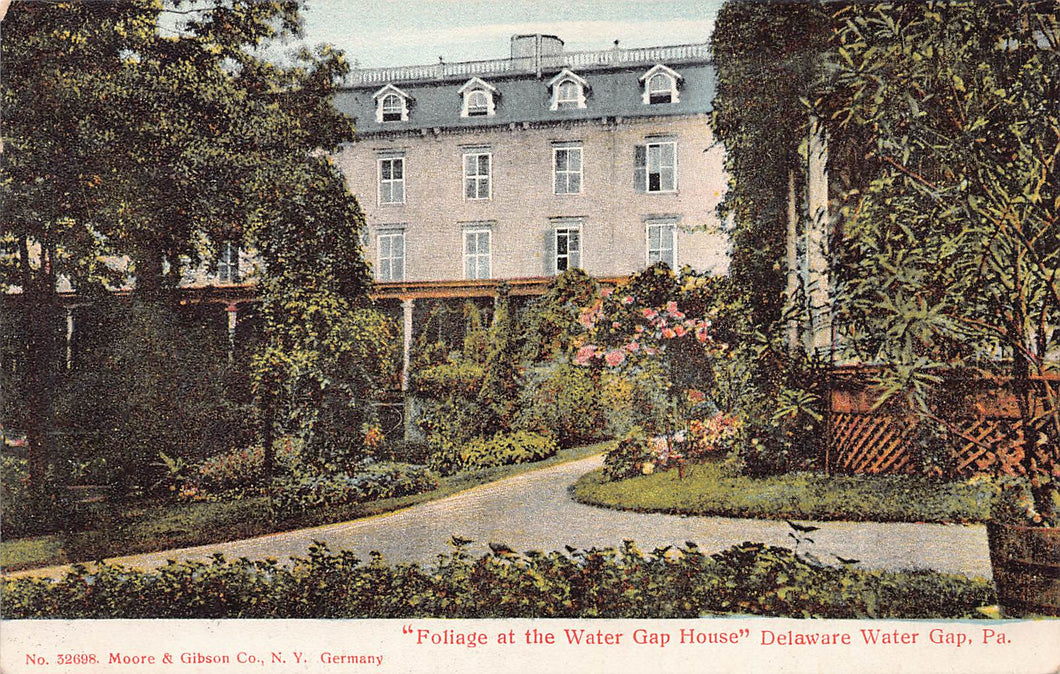 Foliage at the Water Gap House, Delaware Water Gap, Pennsylvania, early postcard, used in 1910