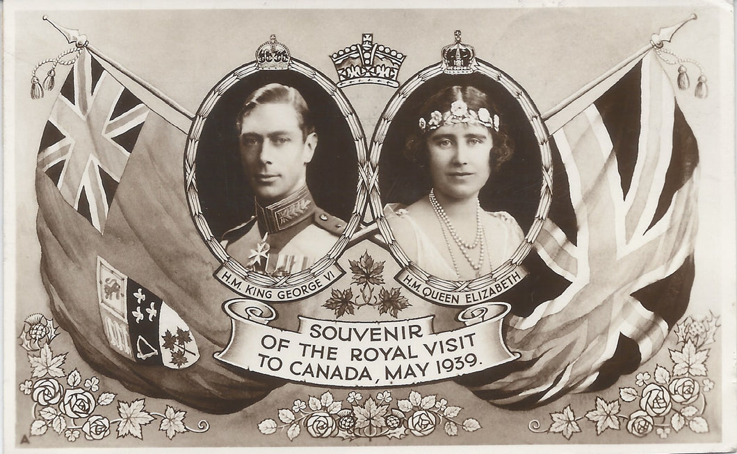 The Royal Visit to Canada, of King George VI and Queen Elizabeth, 1939 real photo postcard, used with Scott #246-248