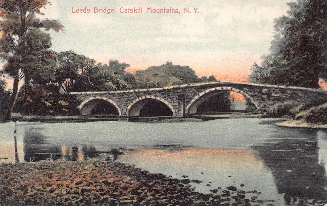 Leeds Bridge, Catskill Mountains, New York, postcard, used in 1910
