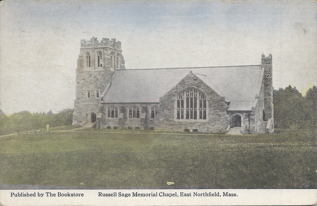 Russell Sage Memorial Chapel, East Northfield, Massachusetts, early postcard, used in 1925