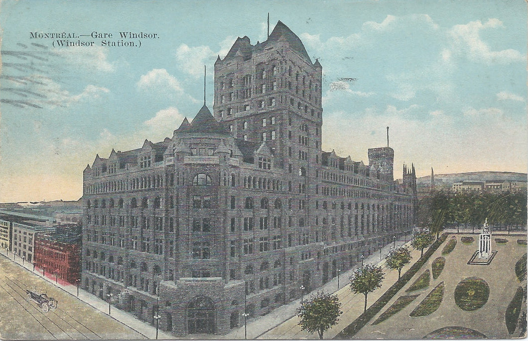 Windsor Train Station, Montreal, Canada, early postcard, used in 1922