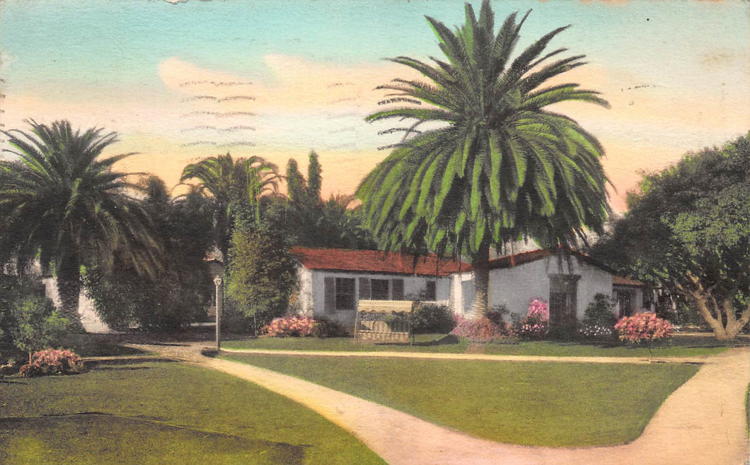 The Biltmore Cottages, Montecito, Santa Barbara, California, Early Hand Colored Postcard, Used in 1941