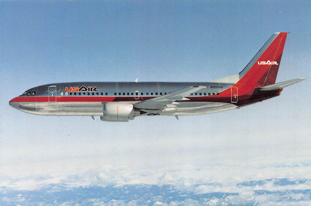 U.S. Air's 737-300s, Chrome Postcard, unused