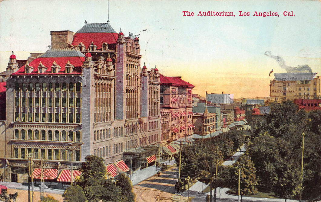 The Auditorium, Los Angeles, California, early postcard, used in 1914