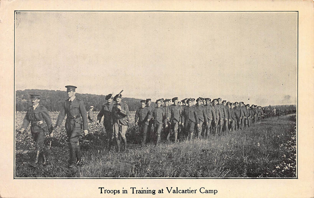 Troops in Training at Valcartier Camp, Quebec, Canada, World War I Era Postcard, Unused