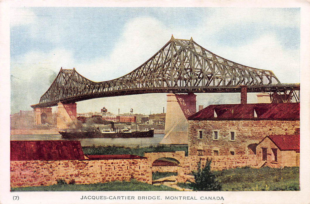 Jacques-Cartier Bridge, Montreal, Canada, early postcard, Unused