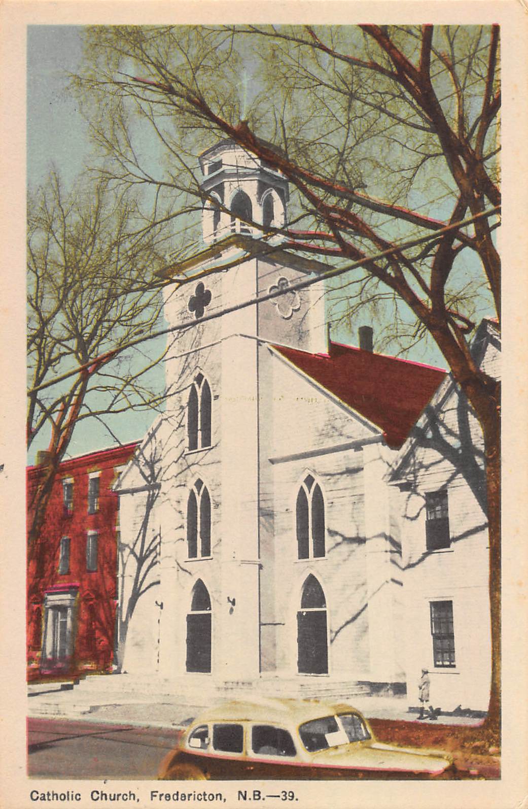 Catholic Church, Frederickton, New Brunswick, Canada, early postcard, unused