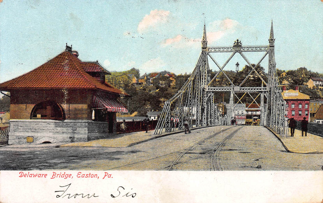 Delaware Bridge, Easton, Pennsylvania, early postcard, used in 1906
