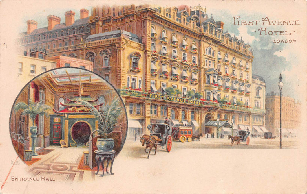 First Avenue Hotel, London, England, Great Britain, Early Postcard, Used in 1910