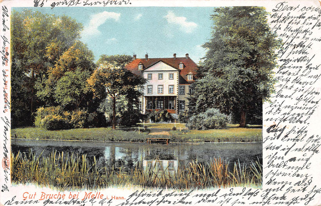 Gut Bruche Bei Melle, Germany, 1904 Postcard, used, Sent from Melle Germany to Belleville, N.J.