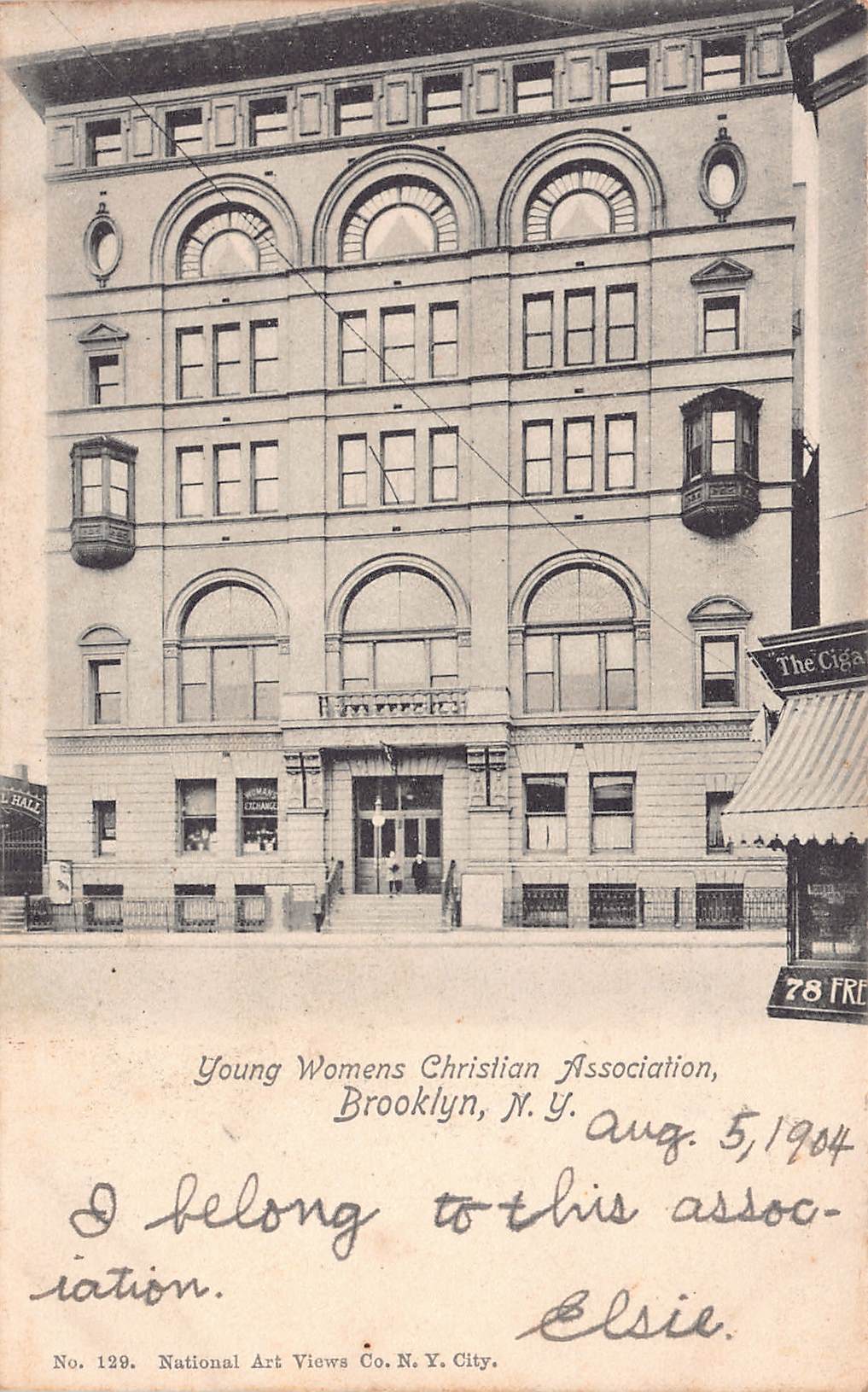Young Womens Christian Association, Brooklyn, New York, very early postcard, used in 1904