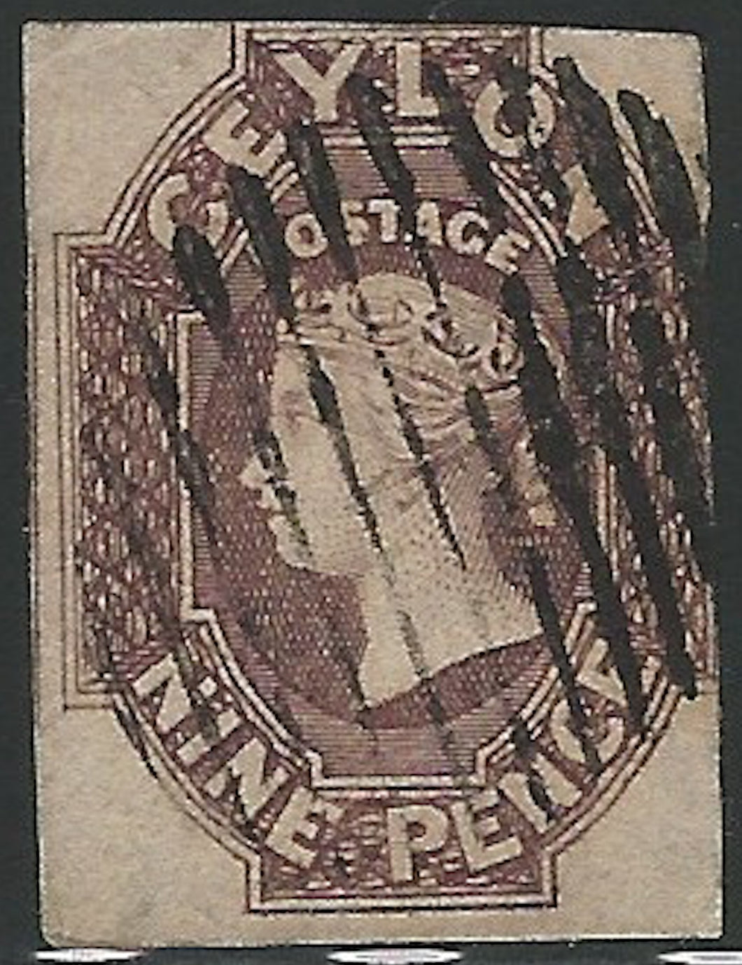 Ceylon, 1859, Scott #9, 9p lilac brown, used, fine