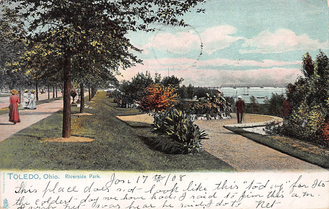 Riverside Park, Toledo, Ohio, early postcard, used in 1908