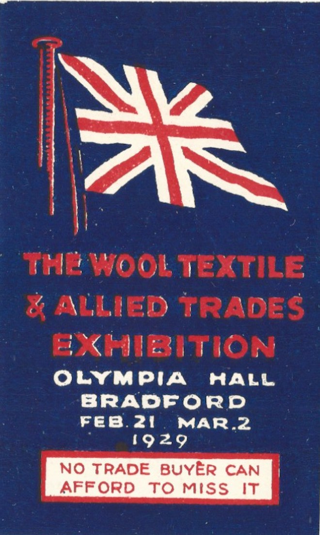 The Wool Textile & Allied Trades Exhibition, Bradford, England, 1929 Poster Stamp