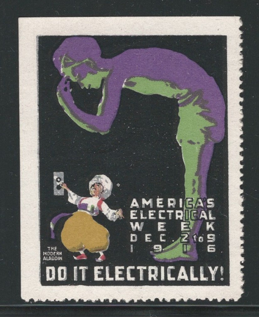 The Modern Aladdin, America's Electrical Week, Dec. 2-9, 1916, Poster Stamp