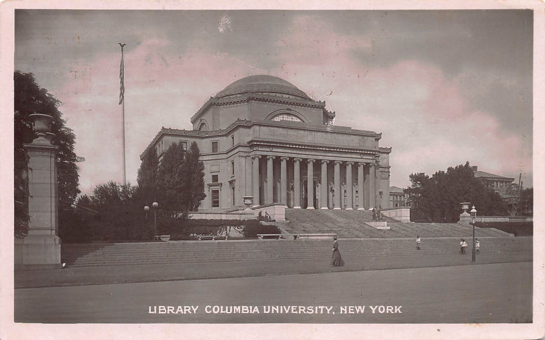 Library, Columbia University, Manhattan, New York City, N.Y., real photo postcard, unused