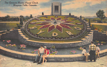Load image into Gallery viewer, The Ontario Hydro Floral Clock, Niagara Falls, Canada, early linen postcard, unused
