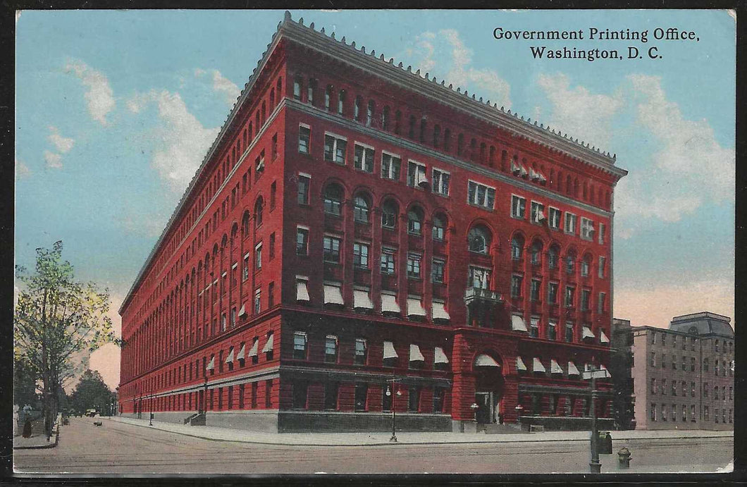 Government Printing Office, Washington, D.C., early postcard, used in 1913