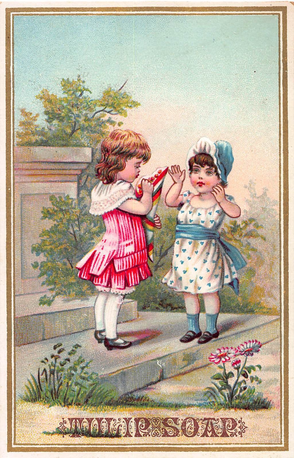 Tulip Soap, 19th Century Embossed Trade Card, Size:  133 mm. x 88 mm.