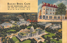 Load image into Gallery viewer, Bacas Bros. Cafe, Washington, D.C., early postcard, unused
