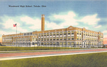 Load image into Gallery viewer, Woodward High School, Toledo, Ohio, early linen postcard, unused

