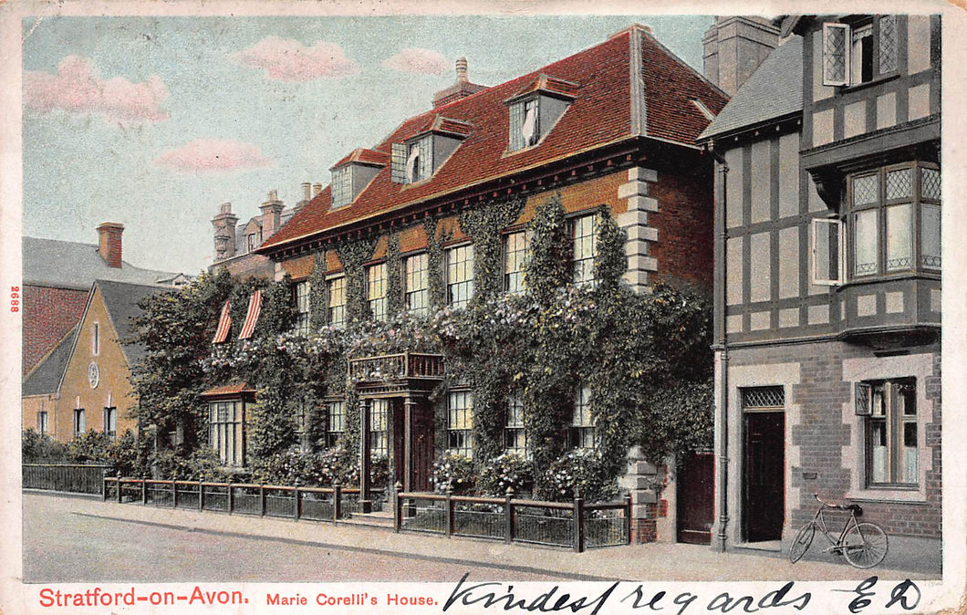 Marie Corelli's House, Stratford-On-Avon, England, Great Britain, Early Postcard, Used in 1908