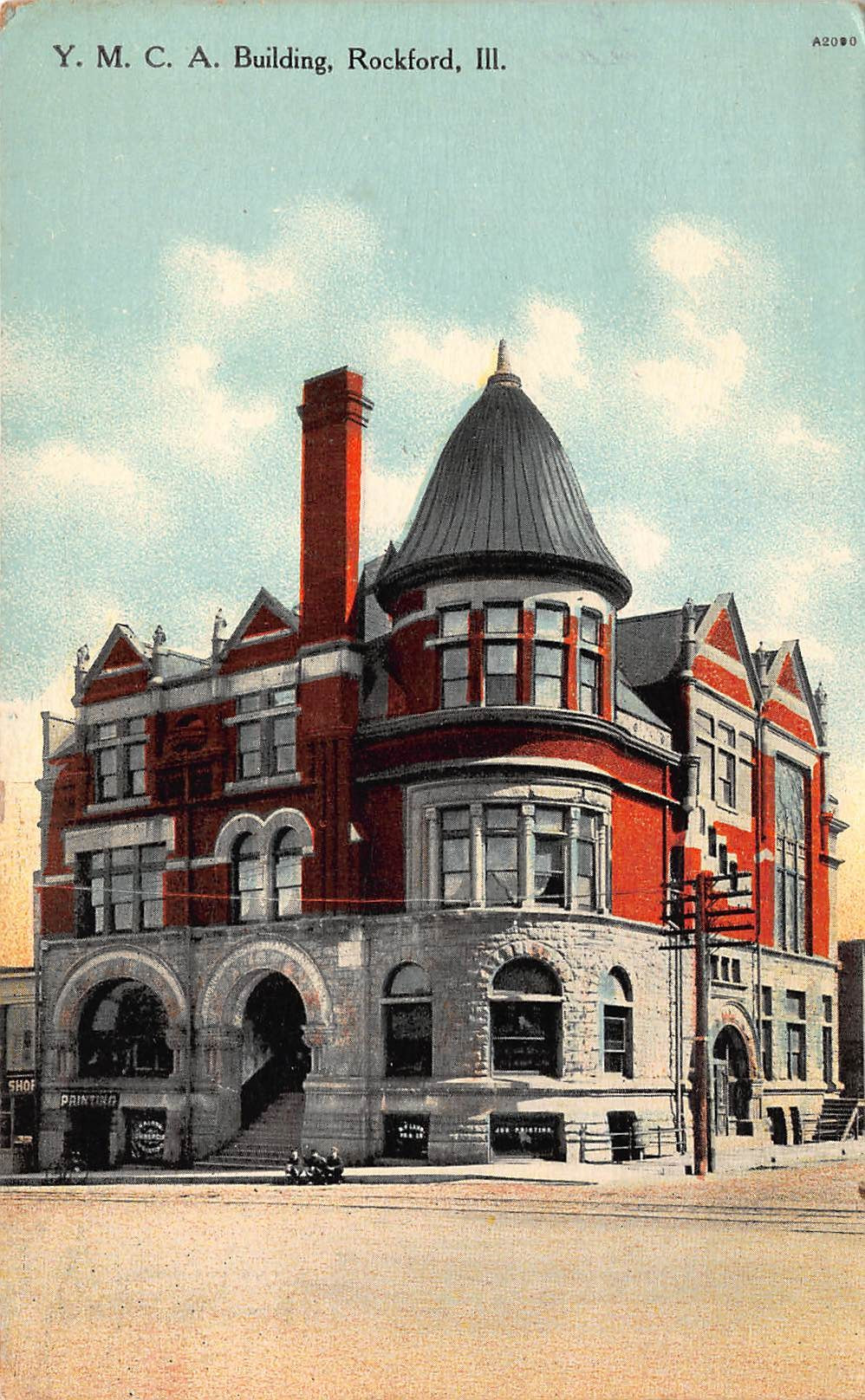 Y.M.C.A. Building, Rockford, IL,  early postcard, used in 1910