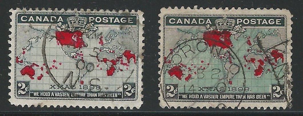 Canada, 1898, Scott #85-86 Xmas, Maps, Used, Very Fine