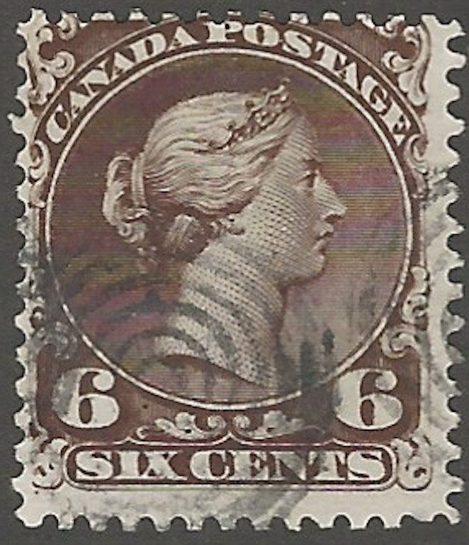 Canada, 1898, Scott #27, 6c dark brown, Used, Ave.- Fine