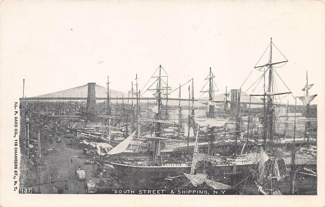 South Street and Shipping, Manhattan, New York City, N.Y., 1898 postcard, unused