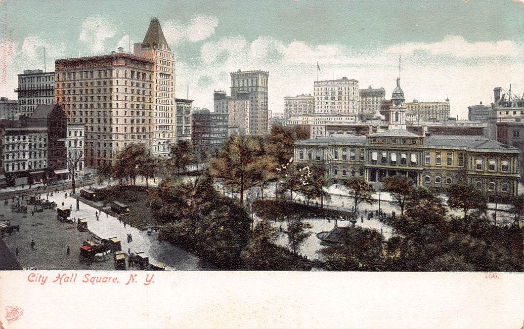 City Hall Square, Manhattan, New York City, N.Y., very early postcard, unused