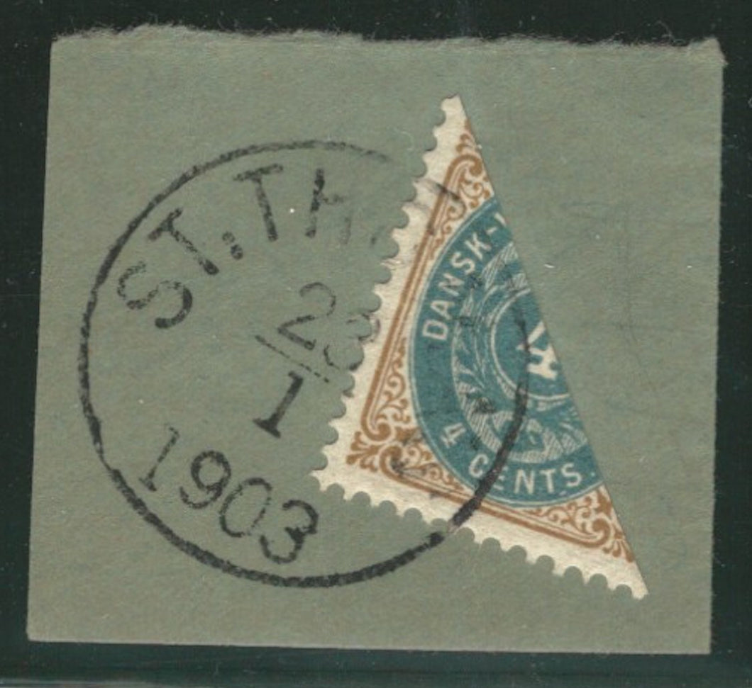 Danish West Indies, 1874, Scott #7c, 4c brown & dull blue, Bisect, Diagonal Half Used as 2c , V.F.