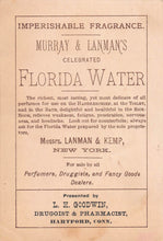 Load image into Gallery viewer, Florida Water, Perfume, Murray &amp; Lanman, 1881 Early Trade Card
