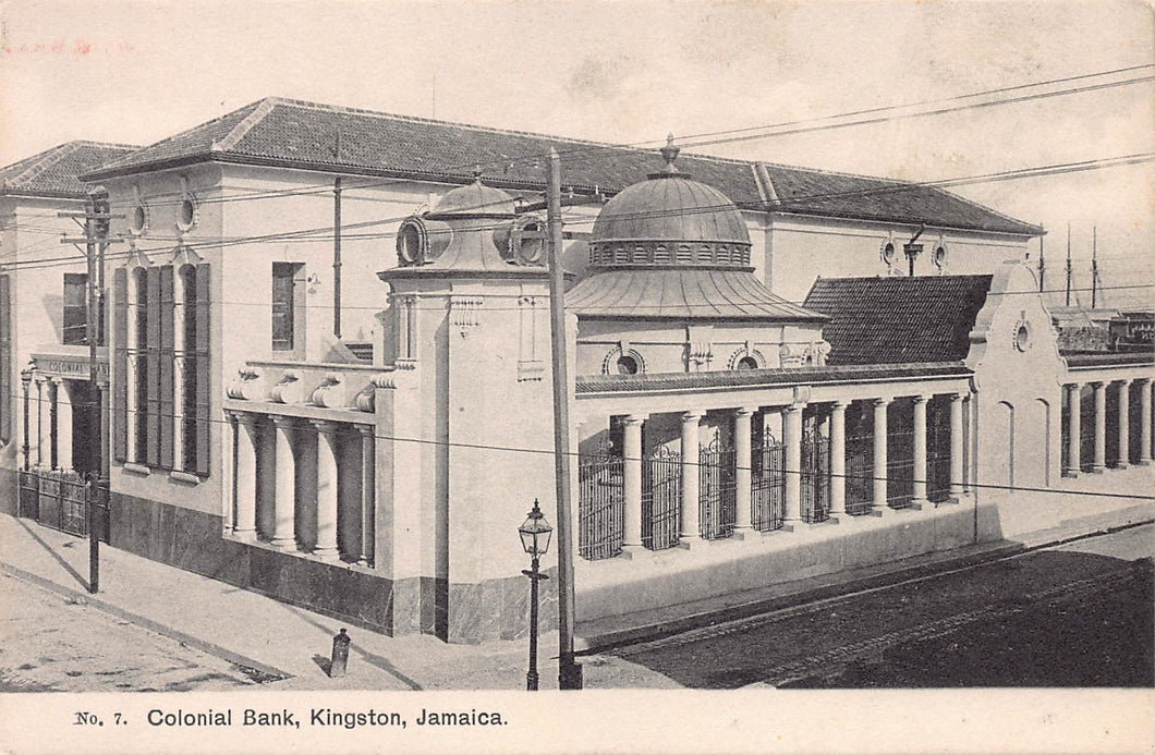 Colonial Bank, Kingston, Jamaica, early postcard, unused
