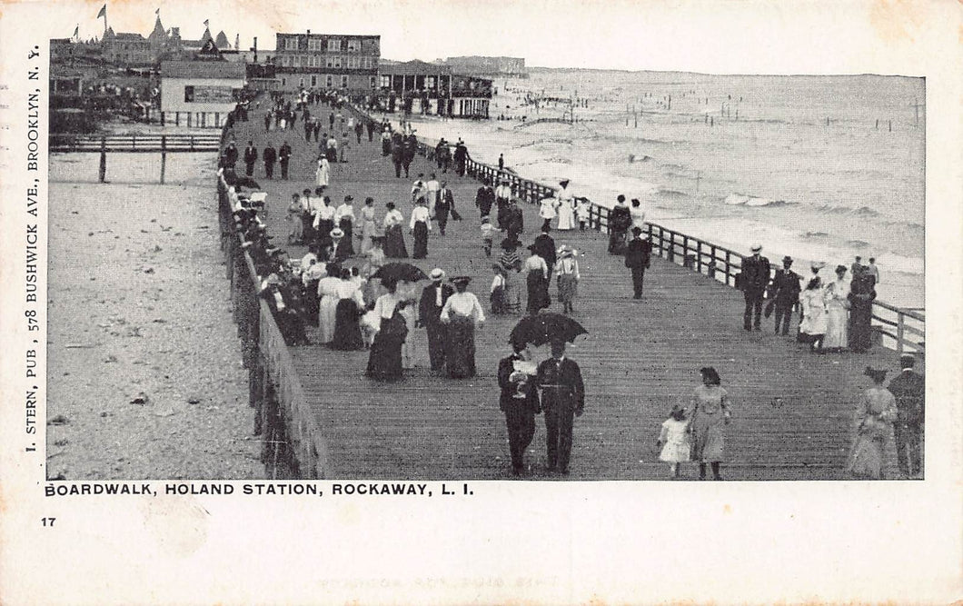 Boardwalk, Holland Station, Rockaway, Queens, Long Island, New York, early postcard, used in 1907