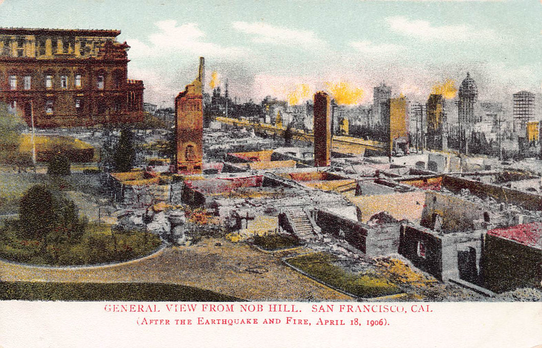 General View From Nob Hill, San Francisco, California, After the Earthquake & Fire, 1906 Postcard, Unused