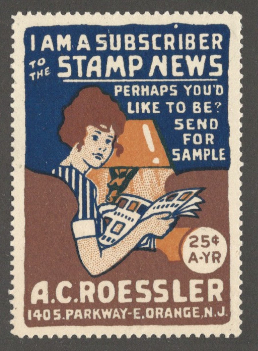 Stamp News, A.C. Roessler, East Orange, N.J., Poster Stamp