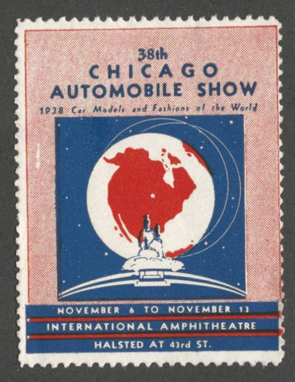 38th Chicago Automobile Show, Chicago, IL, 1938 Poster Stamp