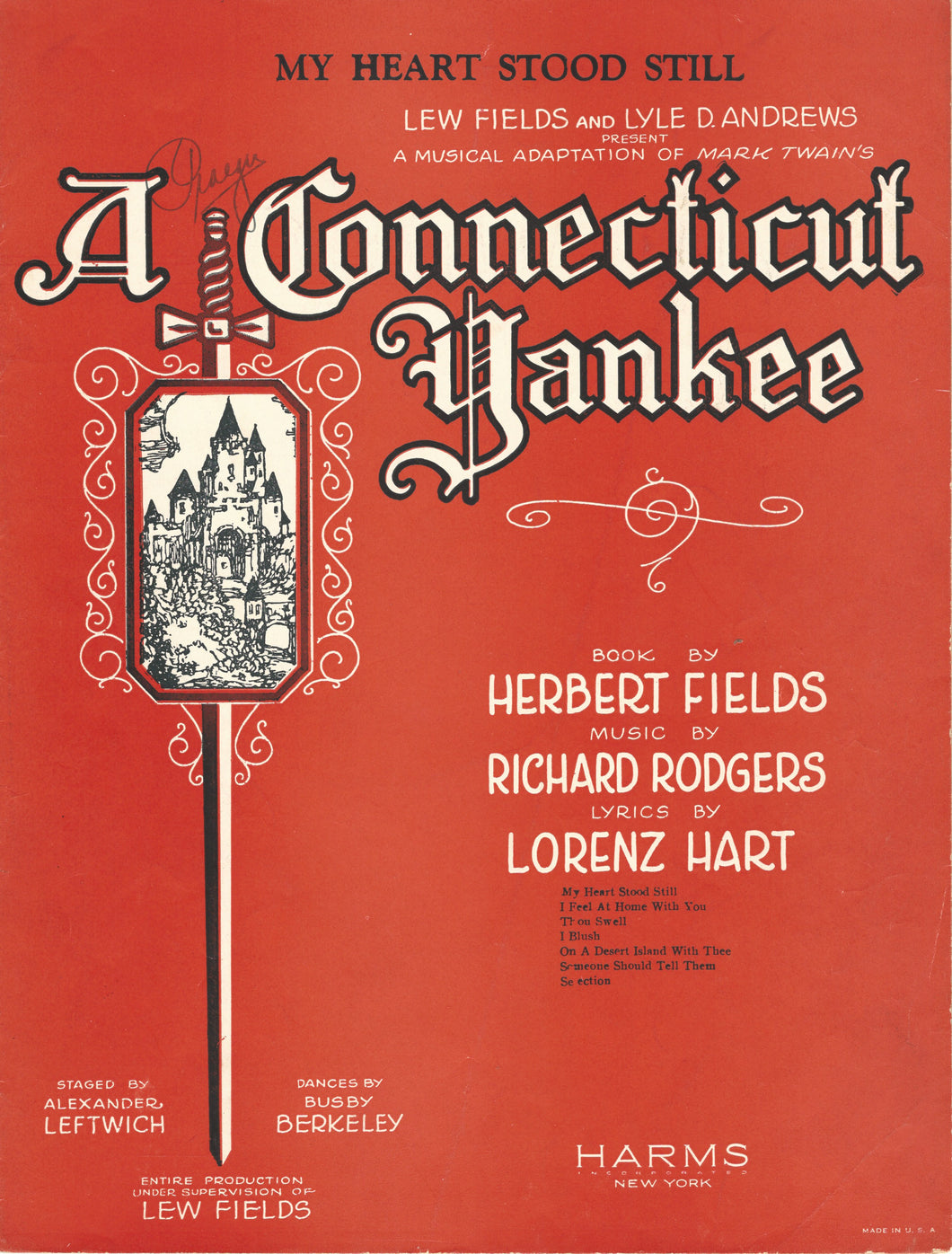 My Heart Stood Still, from Mark Twain's: A Connecticut Yankee, 1927 Sheet Music