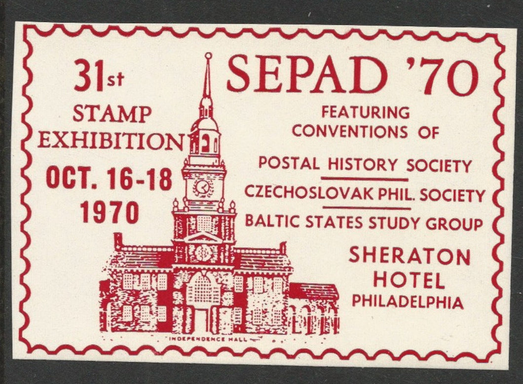 SEPAD '70, Philatelic Exhibition, 1970, Philadelphia, PA, Poster Stamp