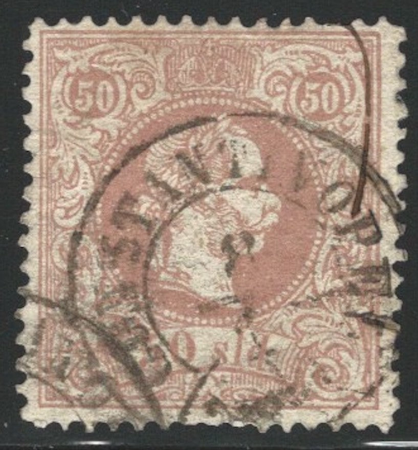 Austria, 1867-72, Scott #33, 50kr light brown, very fine centering (one short perf.)