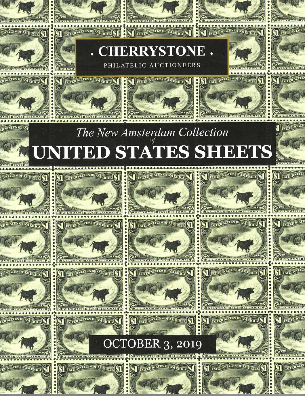 New Amsterdam Collection of United States Sheets, Cherrystone Philatelic Auctioneers, October 3, 2019