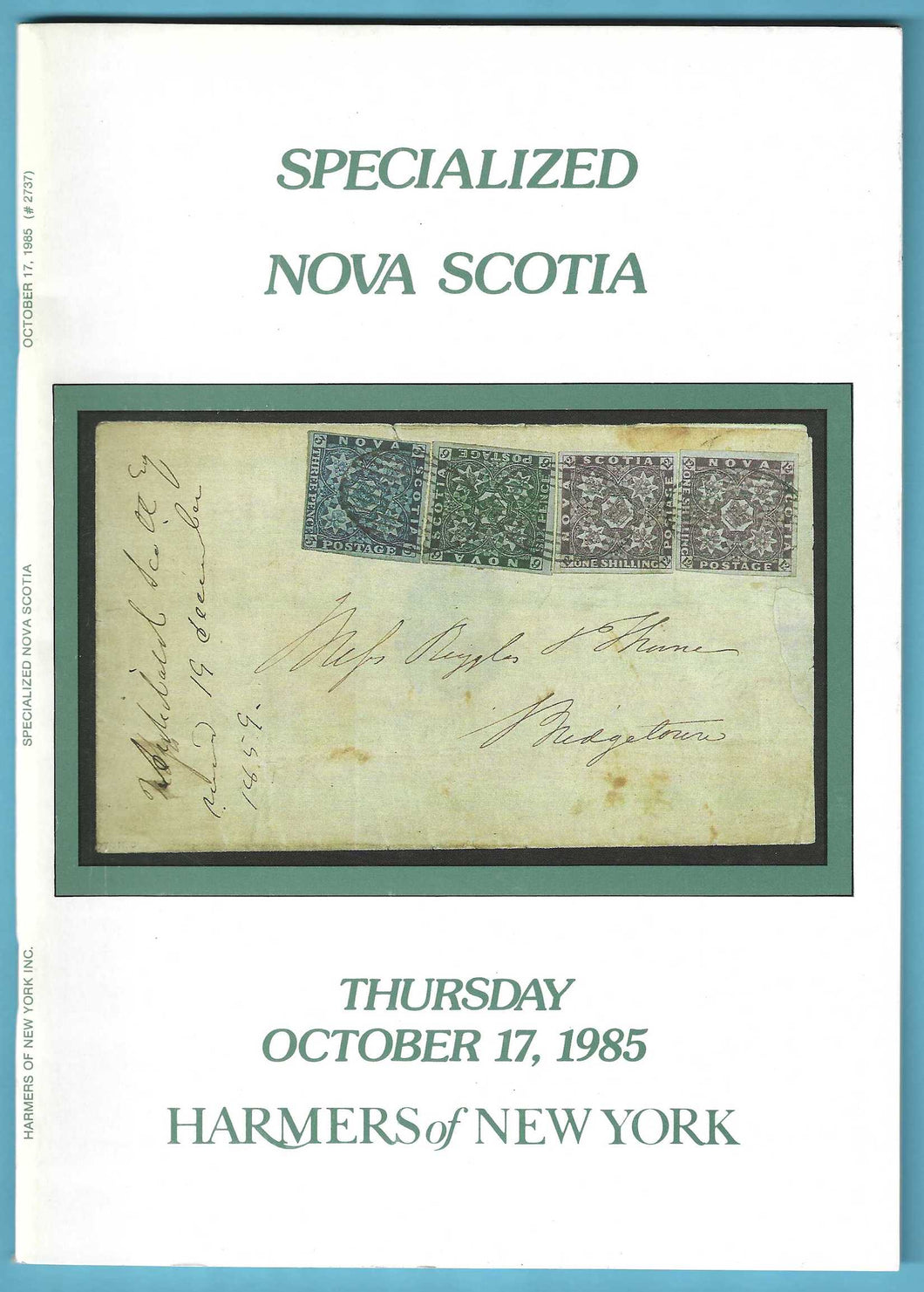 Nova Scotia Specialized, Harmers of New York, Sale 2737, Oct. 17, 1985