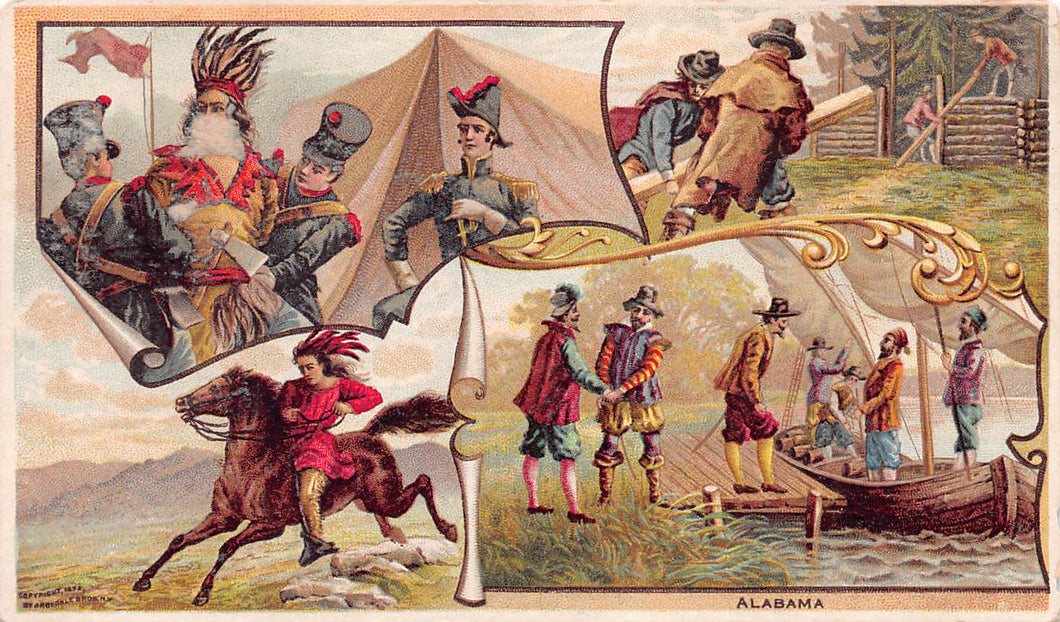 Early Scenes of Alabama, Arbuckle Bros. Coffee, 19th Century Trade Card, Size:  75 mm. x 126 mm.