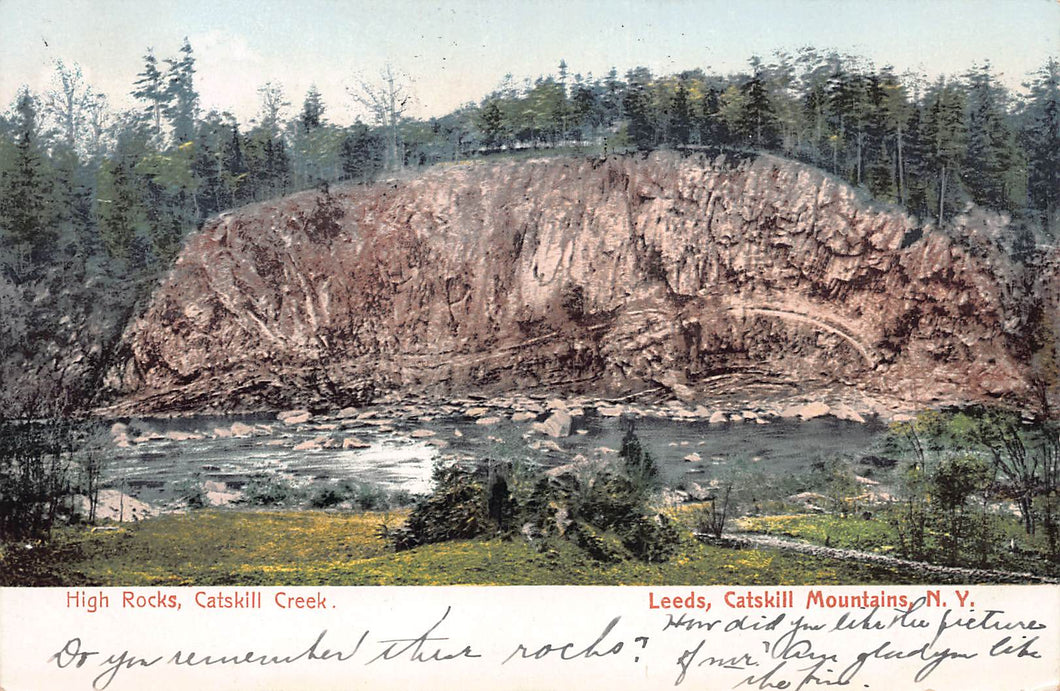 High Rocks, Catskill Creek, Leeds, Catskill Mountains, New York, early postcard, used in 1907