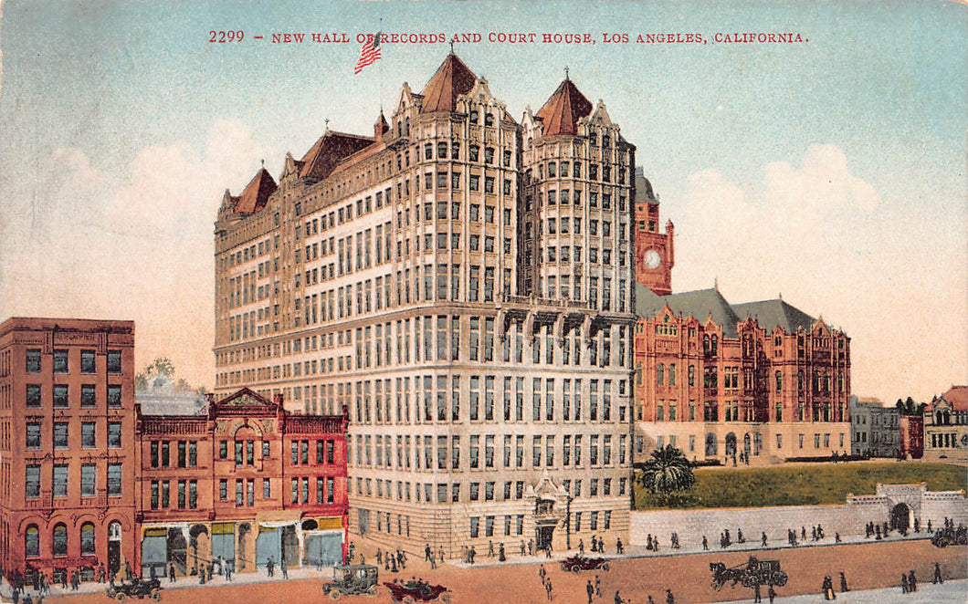 New Hall of Records and Court House, Los Angeles, California, early postcard, unused
