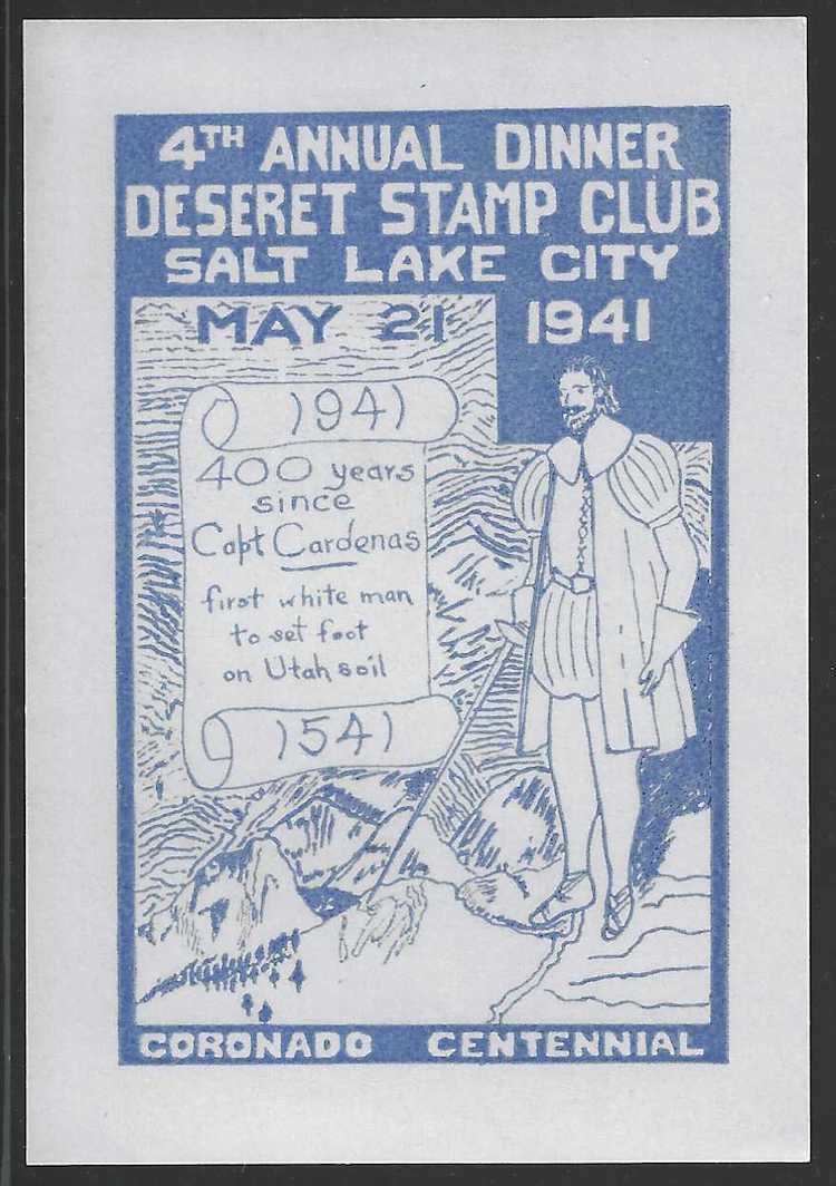 Deseret Stamp Club, 4th Annual Dinner, 1941, Salt Lake City, Utah, Poster Stamp