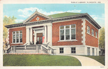 Load image into Gallery viewer, Public Library, Plymouth, Indiana, early postcard, unused
