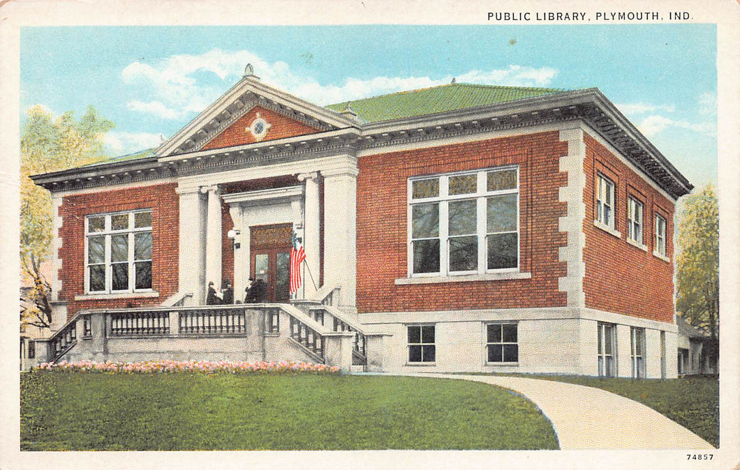 Public Library, Plymouth, Indiana, early postcard, unused